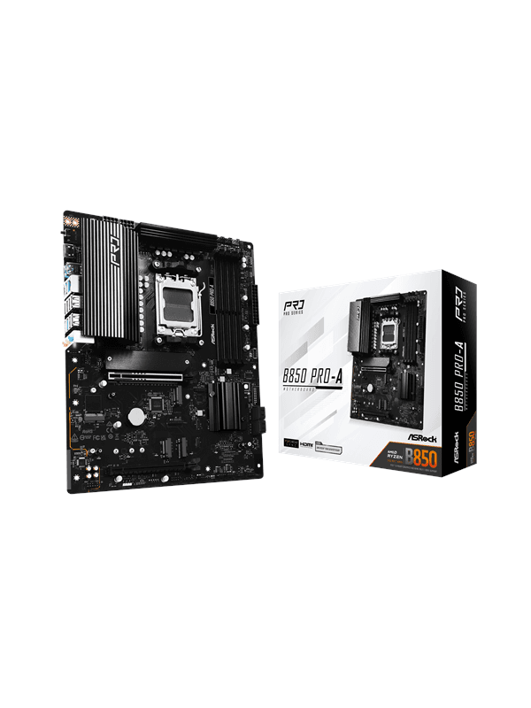 ASRock B850 Pro-A Moderkort - AMD B850 - AMD AM5 socket - DDR5 RAM - ATX