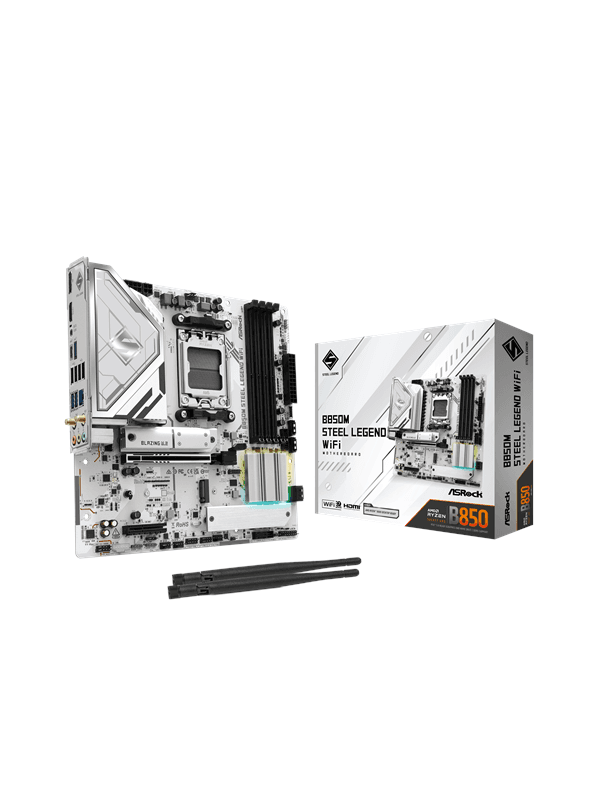 ASRock B850M Steel Legend WiFi Moderkort - AMD B850 - AMD AM5 socket - DDR5 RAM - Micro-ATX