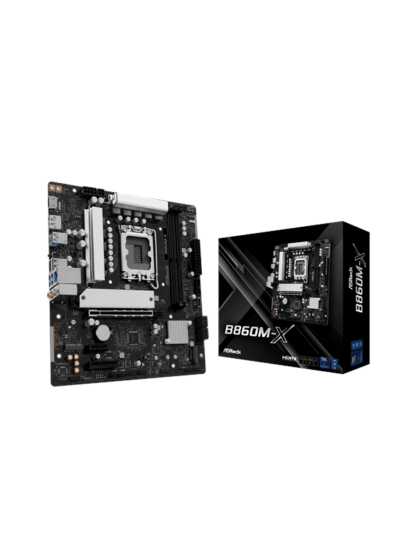 ASRock B860M-X Moderkort - Intel B860 - Intel LGA1851 socket - DDR5 RAM - Micro-ATX