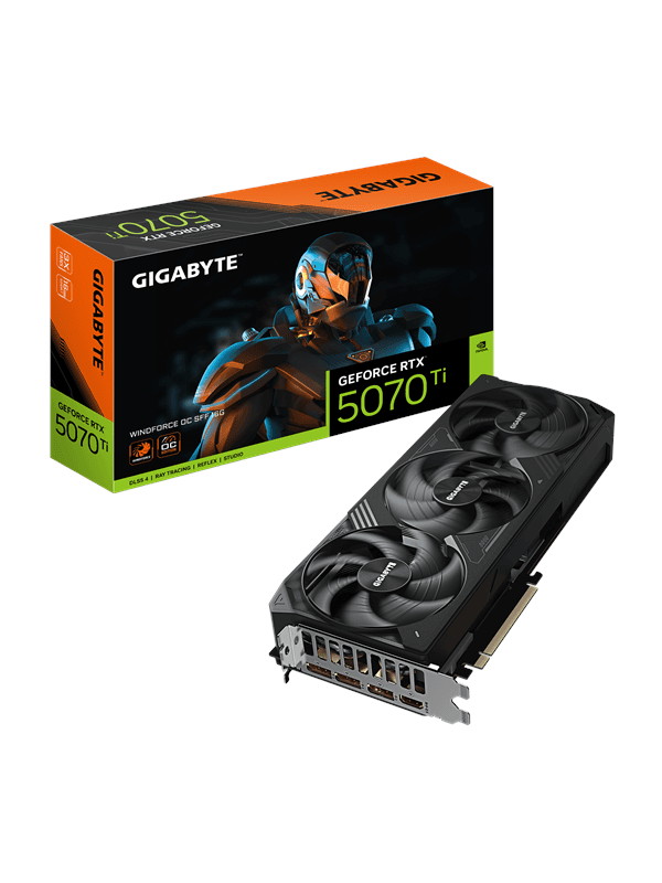 GIGABYTE GeForce RTX 5070 Ti WindForce 3 OC - 16GB GDDR7 RAM - Grafikkort