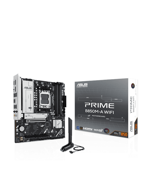 ASUS PRIME B850M-A WIFI Moderkort - AMD B850 - AMD AM5 socket - DDR5 RAM - Micro-ATX