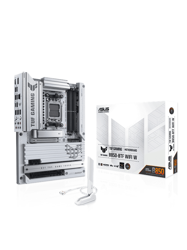 ASUS TUF GAMING B850-BTF WIFI WHITE Moderkort - AMD B850 - AMD AM5 socket - DDR5 RAM - ATX (BTF Standard)