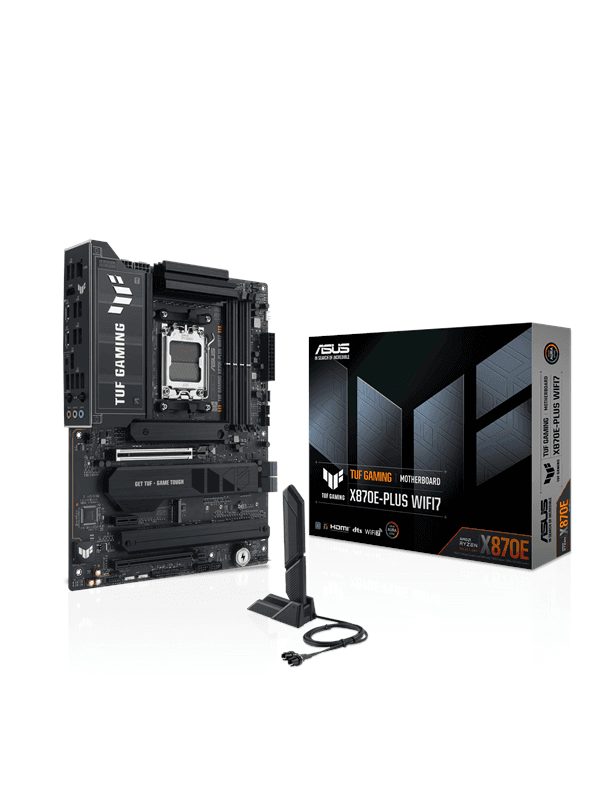 ASUS TUF GAMING X870E-PLUS WIFI7 Moderkort - AMD X870E - AMD AM5 socket - DDR5 RAM - ATX