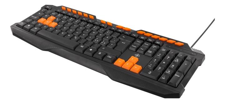 DELTACO GAMING tangentbord med anti-ghosting, USB, nordisk layout, svart/orange