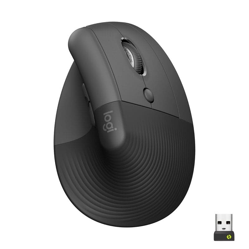 Logitech Lift Right Vertical - Graphite - Ergonomisk mus - Optic - 6 knappar - Svart