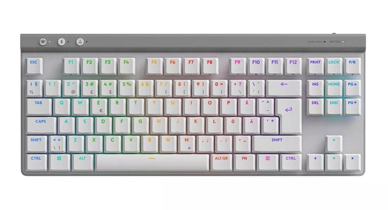 Logitech G515 LIGHTSPEED TKL - Tactile - Gaming Keyboard - Utan numpad - Nordisk - Vit