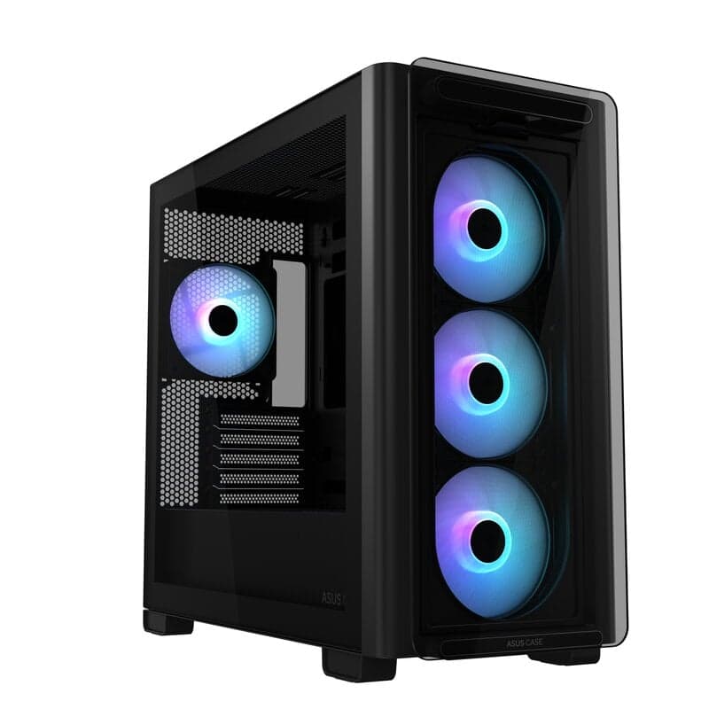 ASUS A23 PLUS - microATX - genomskinlig sidopanel (härdat glas) - ingen strömförsörjning - svart - USB/ljud