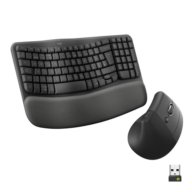 Logitech Wave Keys and Lift Combo - Tastatur & Mus set - Nordisk - Svart