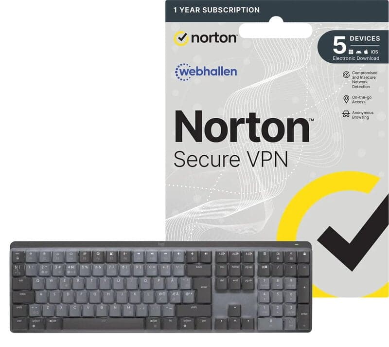 Logitech MX Mechanical Wireless (Tactile) + Norton Secure VPN / 1 år / 5 Enheter
