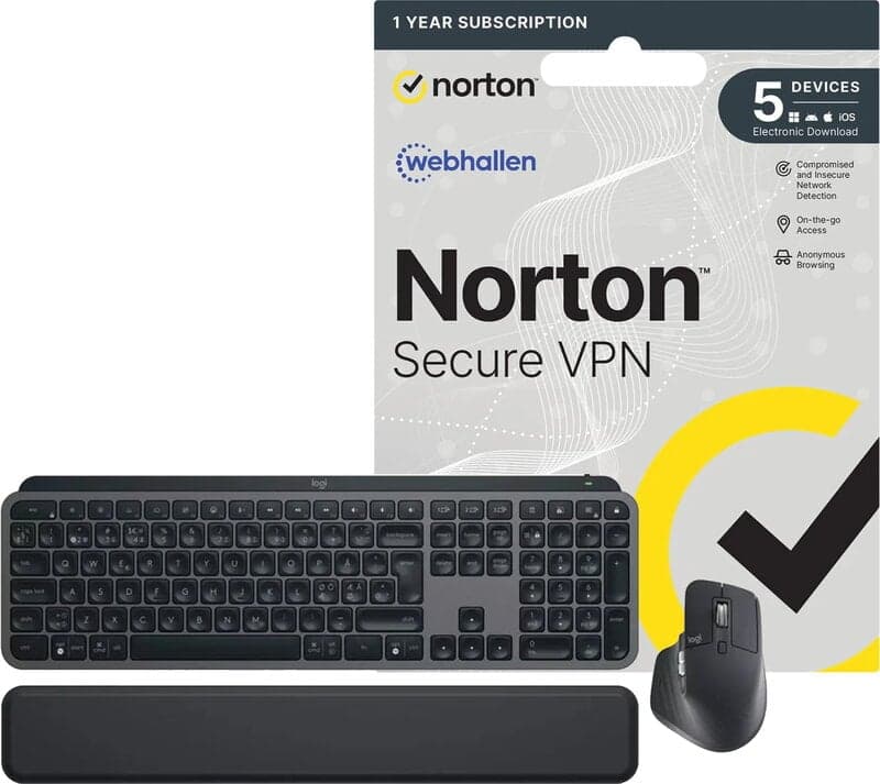 Logitech MX Keys S Combo + Norton Secure VPN / 1 år / 5 Enheter