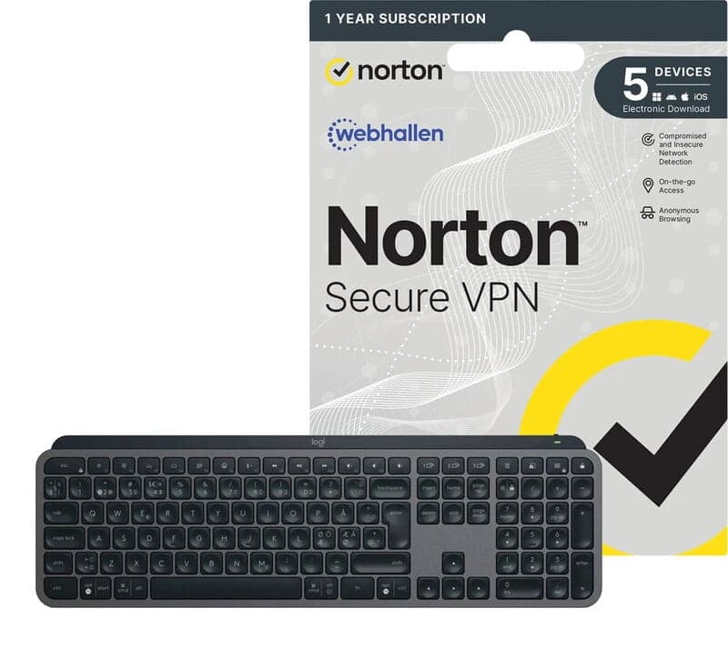 Logitech MX Keys S - Graphite + Norton Secure VPN / 1 år / 5 Enheter