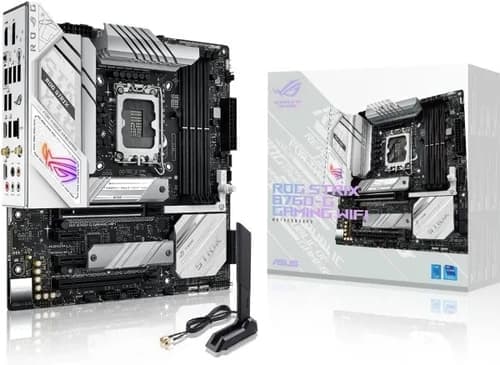 ASUS ROG STRIX B760-G GAMING WIFI - Moderkort - micro ATX - LGA1700-uttag - B760 Chipuppsättning - USB-C 3.2 Gen 2x2, USB 3.2 Gen 1, USB 3.2 Gen 2, USB-C 3.2 Gen 1, USB-C 3.2 Gen2 - 2.5 Gigabit LAN, Wi-Fi 6E, Bluetooth - inbyggda grafiken (CPU krävs) - HD ASUS ROG STRIX B760-G GAMING WIFI - Moderkort - micro ATX - LGA1700-uttag - B760 Chipuppsättning - USB-C 3.2 Gen 2x2, USB 3.2 Gen 1, USB 3.2 Gen 2, USB-C 3.2 Gen 1, USB-C 3.2 Gen2 - 2.5 Gigabit LAN, Wi-Fi 6E, Bluetooth - inbyggda grafiken (CPU krävs) - HD