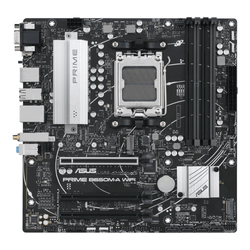 ASUS Prime B650M-A WIFI - Moderkort - micro ATX - Socket AM5 - AMD B650 Chipuppsättning - USB 3.2 Gen 1, USB-C 3.2 Gen 1, USB 3.2 Gen 2 - 2.5 Gigabit LAN, Wi-Fi 6, Bluetooth - inbyggda grafiken (CPU krävs) - HD-ljud (8 kanaler) ASUS Prime B650M-A WIFI - Moderkort - micro ATX - Socket AM5 - AMD B650 Chipuppsättning - USB 3.2 Gen 1, USB-C 3.2 Gen 1, USB 3.2 Gen 2 - 2.5 Gigabit LAN, Wi-Fi 6, Bluetooth - inbyggda grafiken (CPU krävs) - HD-ljud (8 kanaler)