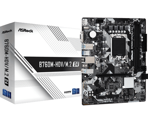 Asrock B760m-hdv/m.2 D4 Lga 1700 Micro Atx Moderkort Asrock B760m-hdv/m.2 D4 Lga 1700 Micro Atx Moderkort
