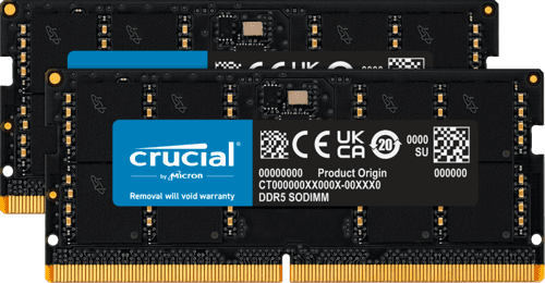Crucial 64gb (2x32gb) Ddr5 5200mhz Cl42 Ecc Sodimm 64gb 5,200mhz Ddr5 262-pin So-dimm Crucial 64gb (2x32gb) Ddr5 5200mhz Cl42 Ecc Sodimm 64gb 5,200mhz Ddr5 262-pin So-dimm