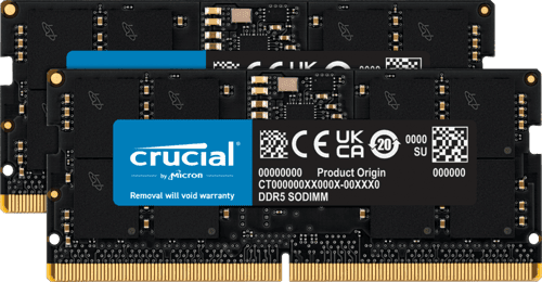 Crucial - DDR5 - sats - 32 GB: 2 x 16 GB - SO DIMM 262-pin - 5600 MT/s / PC5-44800 - CL46 - 1.1 V - icke ECC Crucial - DDR5 - sats - 32 GB: 2 x 16 GB - SO DIMM 262-pin - 5600 MT/s / PC5-44800 - CL46 - 1.1 V - icke ECC