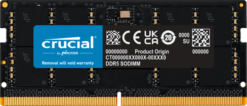 Crucial - DDR5 - modul - 32 GB - SO DIMM 262-pin - 5600 MT/s / PC5-44800 - CL46 - 1.1 V - icke ECC Crucial - DDR5 - modul - 32 GB - SO DIMM 262-pin - 5600 MT/s / PC5-44800 - CL46 - 1.1 V - icke ECC