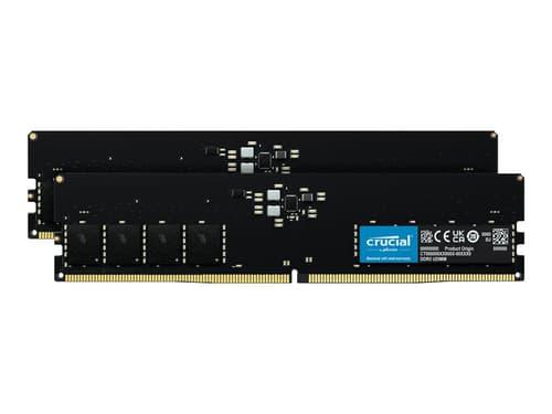 Crucial - DDR5 - sats - 64 GB: 2 x 32 GB - DIMM 288-pin - 4800 MHz / PC5-38400 - CL40 - 1.1 V - ej buffrad - icke ECC Crucial - DDR5 - sats - 64 GB: 2 x 32 GB - DIMM 288-pin - 4800 MHz / PC5-38400 - CL40 - 1.1 V - ej buffrad - icke ECC