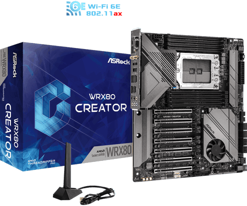 ASRock WRX80 Creator R2.0 - Moderkort - utökad ATX - Socket sWRX8 - AMD WRX80 Chipuppsättning - USB 3.2 Gen 1, USB 3.2 Gen 2, USB4 - 10 Gigabit LAN, Gigabit LAN, 5 Gigabit Ethernet, 2.5 Gigabit LAN, Wi-Fi 6E, Bluetooth - inbyggda grafiken - HD-ljud ( ASRock WRX80 Creator R2.0 - Moderkort - utökad ATX - Socket sWRX8 - AMD WRX80 Chipuppsättning - USB 3.2 Gen 1, USB 3.2 Gen 2, USB4 - 10 Gigabit LAN, Gigabit LAN, 5 Gigabit Ethernet, 2.5 Gigabit LAN, Wi-Fi 6E, Bluetooth - inbyggda grafiken - HD-ljud (