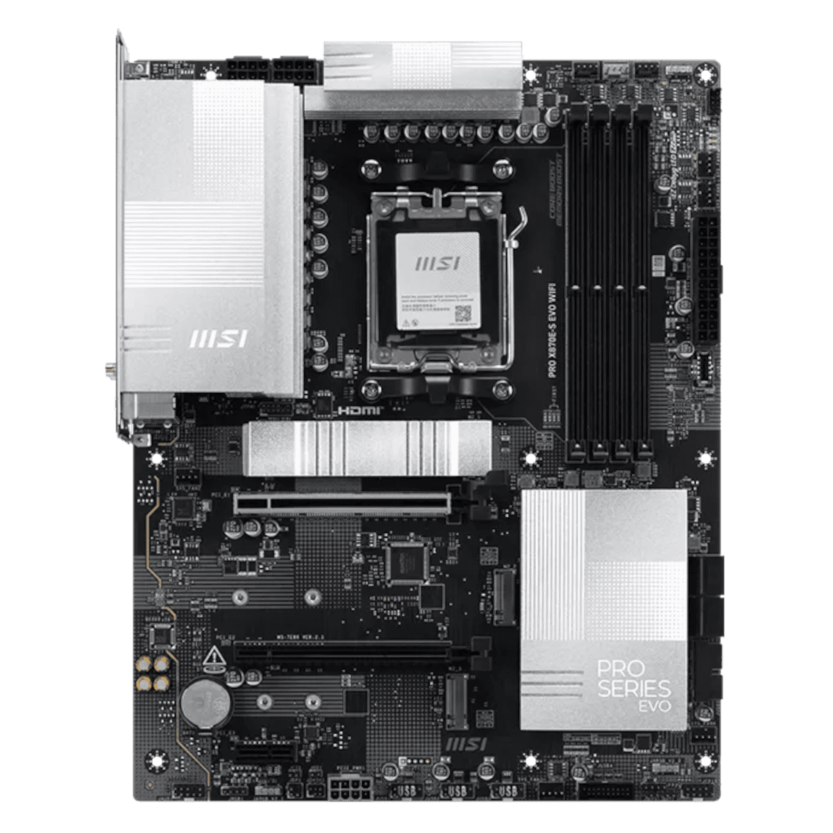 MSI PRO X870E-S EVO WIFI Moderkort - AMD X870E - AMD AM5 - DDR5 RAM - ATX MSI PRO X870E-S EVO WIFI Moderkort - AMD X870E - AMD AM5 - DDR5 RAM - ATX